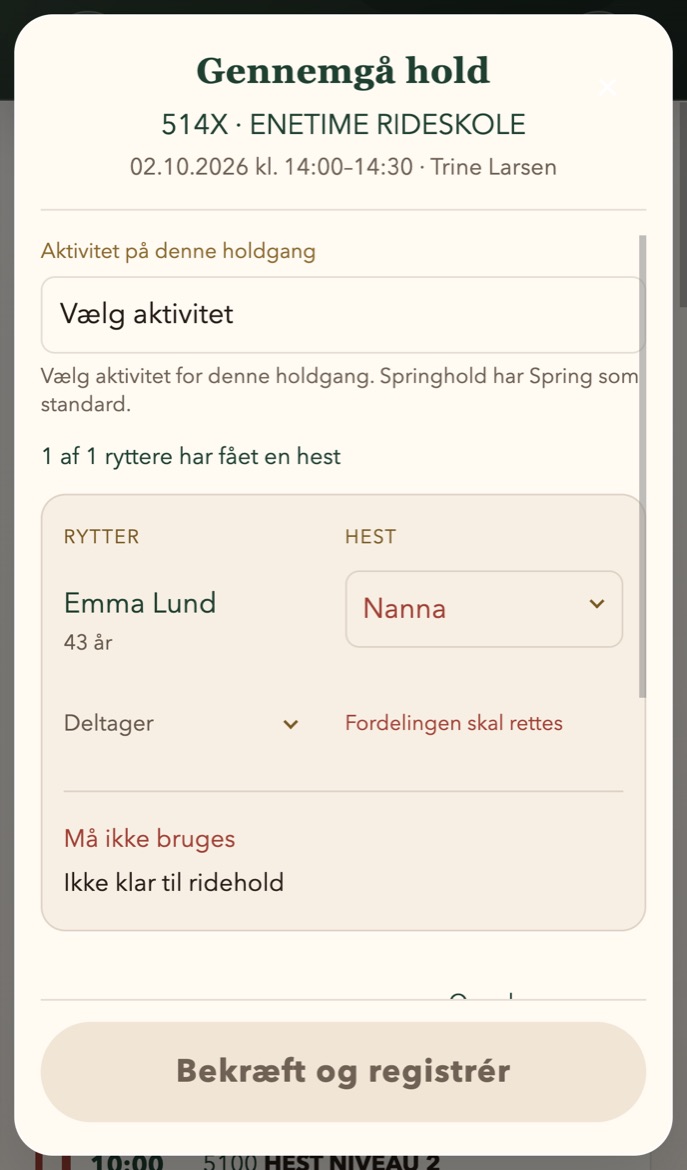 Corsilo, Gennemgå hold: Nanna må ikke bruges